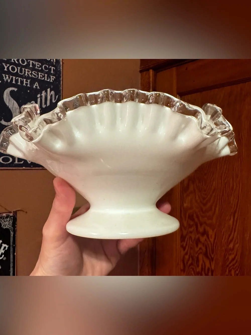 Fenton Silver Crest Milk Glass Bowl - Picture 2 of 6